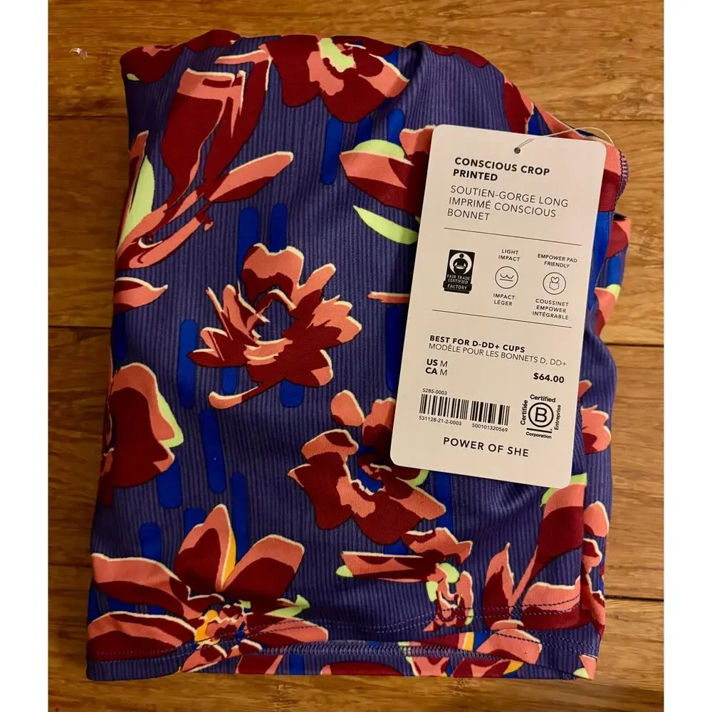 ATHLETA Conscious Crop‎ Printed Floral Retail NWT $64 Sz. Medium Gorpcore Yoga